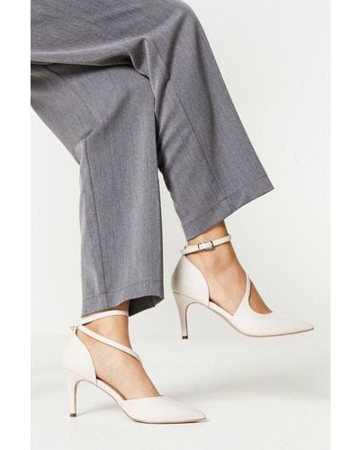 Wallis Esther Asymmetric Strap Pointed High Stiletto Court Shoes - Grey
