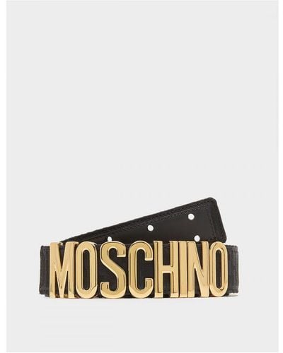 Moschino Accessories All Over Logo Print With Plaque Belt - White