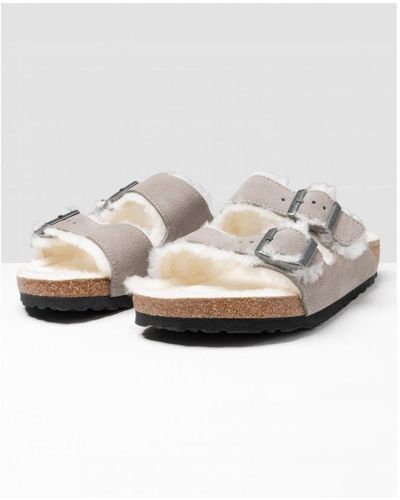 Birkenstock Arizona Fur Vl Sandals Suede - White