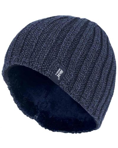 Heat Holders Fleece Lined Ribbed Winter Hat - Blue