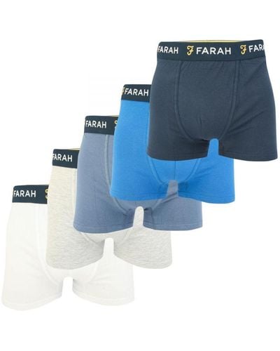 Farah Augustus 5 Pack Boxer Shorts - Blue