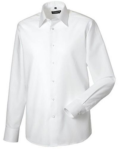 Russell Collection Long Sleeve Easy Care Tailored Oxford Shirt () - White
