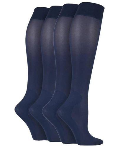 IOMI 2 Pairs Ladies 40 Denier Compression Knee High Energising Socks - Blue