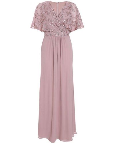 Quiz Chiffon Embellished Maxi Dress - Pink