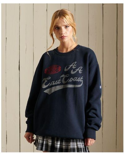 Superdry Collegiate Sweatshirt Met Ronde Hals - Blauw