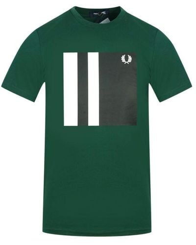 Fred Perry M8536 426 Getipt Grafisch Groen T-shirt