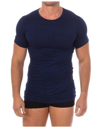 Bikkembergs Fashion Bamboo Short Sleeve T-Shirt Bkk1Uts03Si - Blue