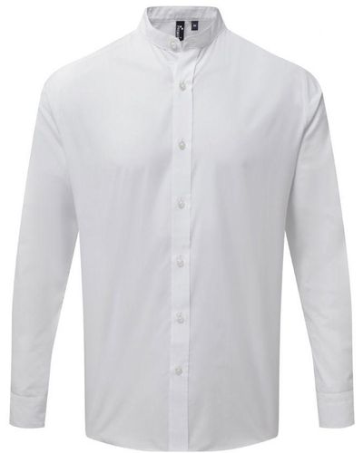 PREMIER Adults Long Sleeve Grandad Shirt () - White