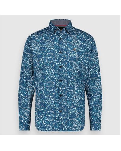 Twinlife Shirt Floral Print - Blauw