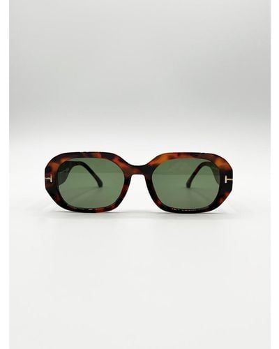 SVNX Oval Sunglasses With Wide Arm - Green