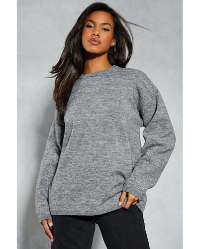 MissPap Premium Knitted Mohair Oversized Jumper - Grey