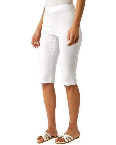 Roman Knee Length Stretch Shorts - White