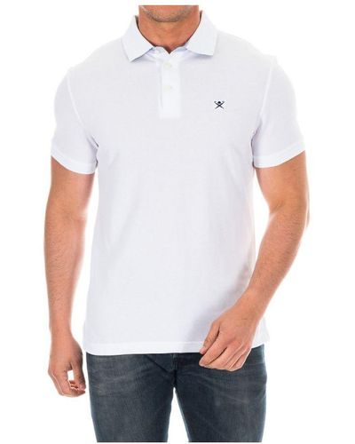 Hackett Short-Sleeved Polo Shirt With Lapel Collar Hm561798 - White