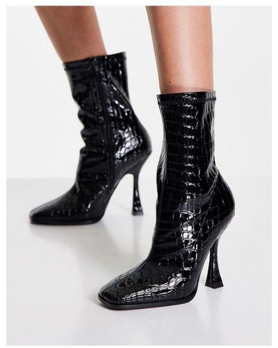 Glamorous Heeled Sock Boot - Black