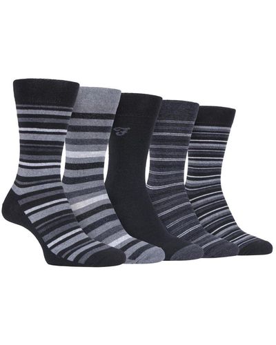 Farah 5 Pack Thin Breathable Classic Striped Patterned Soft Top Cotton Dress Socks - Fcs271blkcha - Blue