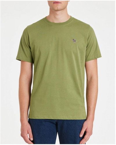 Paul Smith Ps Regular Fit Short Sleeve Organic Cotton Zebra Logo T-Shirt - Green
