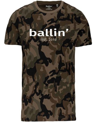 Ballin Amsterdam Est. 2013 Tee Ss Army Camouflage Shirt Groen - Zwart