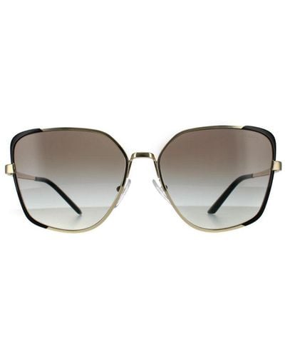 Prada Rectangle Pale And Gradient Sunglasses Metal - Brown