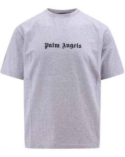 Palm Angels Plain Gothic Logo Slim Fit T-Shirt - Grey