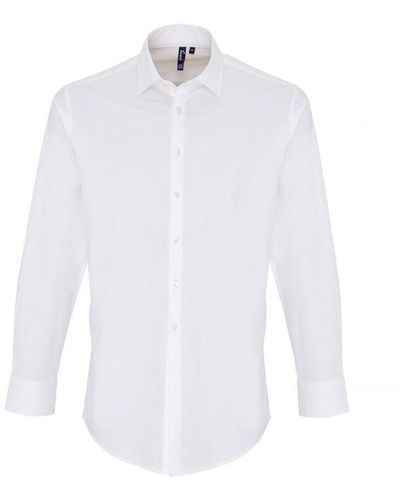 PREMIER Stretch Fit Poplin Long Sleeve Shirt () - White