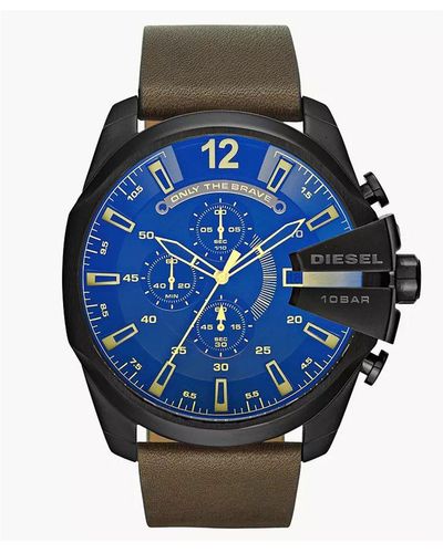 DIESEL Mega Chief Watch Dz4401 Leather (Archived) - Blue