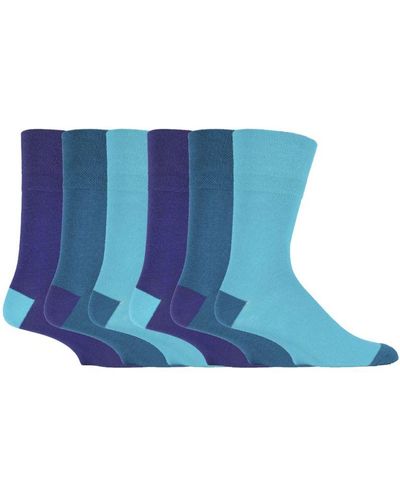 Gentle Grip 6 Pairs Non Elastic Socks - Blue