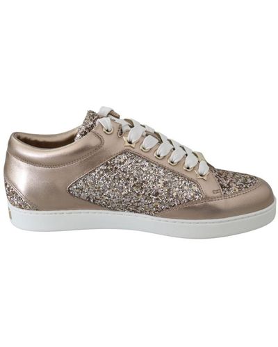 Jimmy Choo Ballet Pink Leather Miami Trainers - Brown