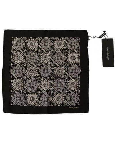 Dolce & Gabbana Patterned Dg Printed Square Handkerchief Scarf Silk - Black
