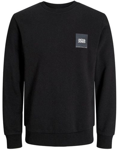 Jack & Jones Sweatshirt Crew Neck & Long Sleeve Pullover For Cotton - Black