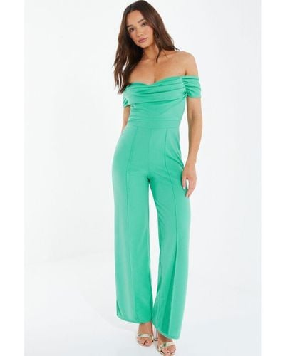 Quiz Green Bardot Palazzo Jumpsuit