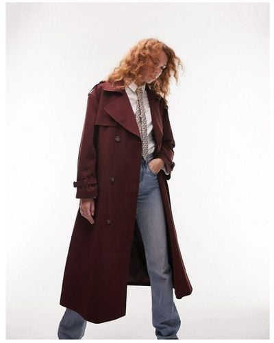 TOPSHOP Oversized Soft Trench Coat - Red