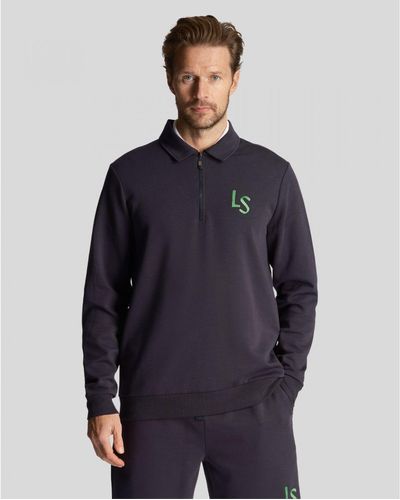 Lyle & Scott Golf Ls Logo 1/4 Zip Sweatshirt - Blue