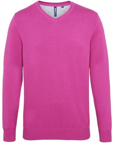 Asquith & Fox Cotton Rich V-neck Jumper - Pink