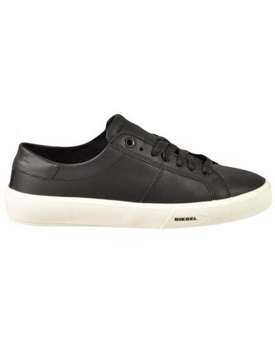 DIESEL Lace-Up Leather Trainers - Black