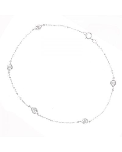 DIAMANT L'ÉTERNEL 9ct Witgouden Diamanten Druppelvormige Schakelontwerparmband Met Een Lengte Van 18,5 Cm