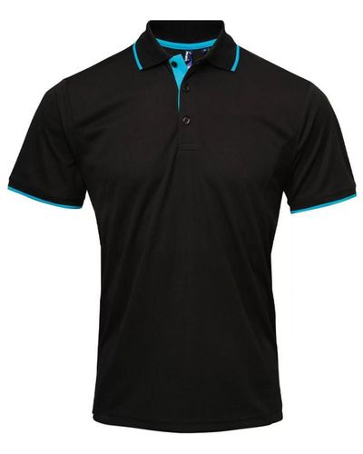 PREMIER Coolchecker Contrast Pique Polo Shirt - Black
