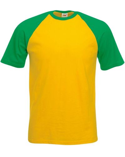 Fruit Of The Loom Short Sleeve Baseball T-shirt - Yellow