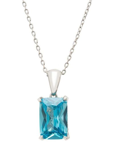 LÁTELITA London Alexandra Rectangle Gemstone Necklace Silver Blue Topaz Sterling Silver