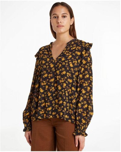 Tommy Hilfiger Moss Crepe Rose Blouse - Brown