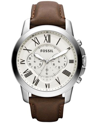 Fossil Grant Watch Fs4735Ie Leather - Metallic