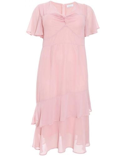Quiz Curve Chiffon Midaxi Dress - Pink