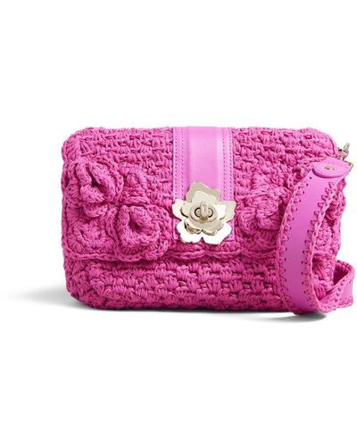 Ted Baker Maglila Knitted Crochet Mini Cross Body Bag - Pink