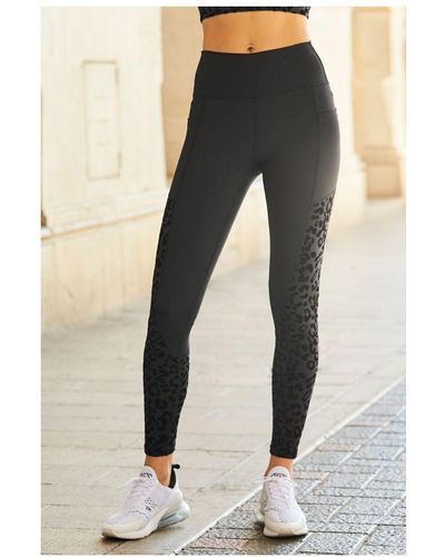 Sosandar Carolina Leopard Print Activewear Leggings With Pockets Nylon - Black