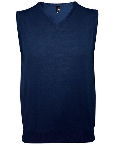 Sol's Sleeveless V Neck Jumper Vest () - Blue
