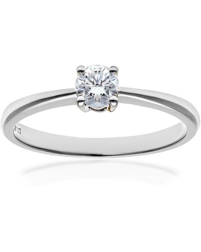 DIAMANT L'ÉTERNEL Engagement Ring, 18Ct Ij/I Round Brilliant Certified Diamond 0.25Ct Weight - White