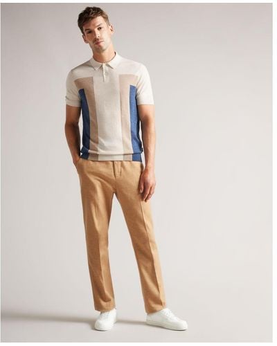 Ted Baker Badsey Slim Fit Trousers - Natural