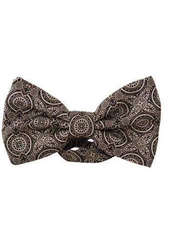 Dolce & Gabbana Black White 100% Silk Adjustable Neck Papillon Tie - Brown