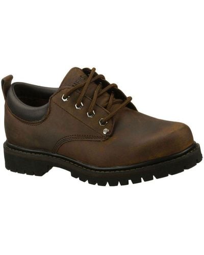 Skechers Tom Cats Lace Up Padded Thick Leather Oxford Shoes - Brown