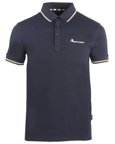 Aquascutum Men's Tipped Polo Shirt In Navy - Blauw