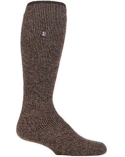 Heat Holders Long Leg Outdoor Merino Wool Thermal Socks With Reinforced Heel And Toe For Winter - Brown